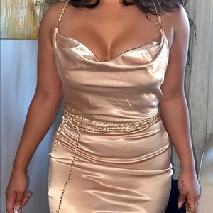 Satin Gold Chain Dress